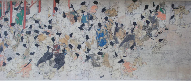 『伴大納言絵巻』866年の応天門炎上事件を描いている