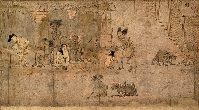 『餓鬼草紙』餓鬼が人糞を食べている。