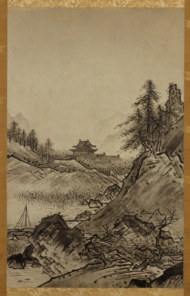 雪舟『秋冬山水図』。東山文化の絵画。