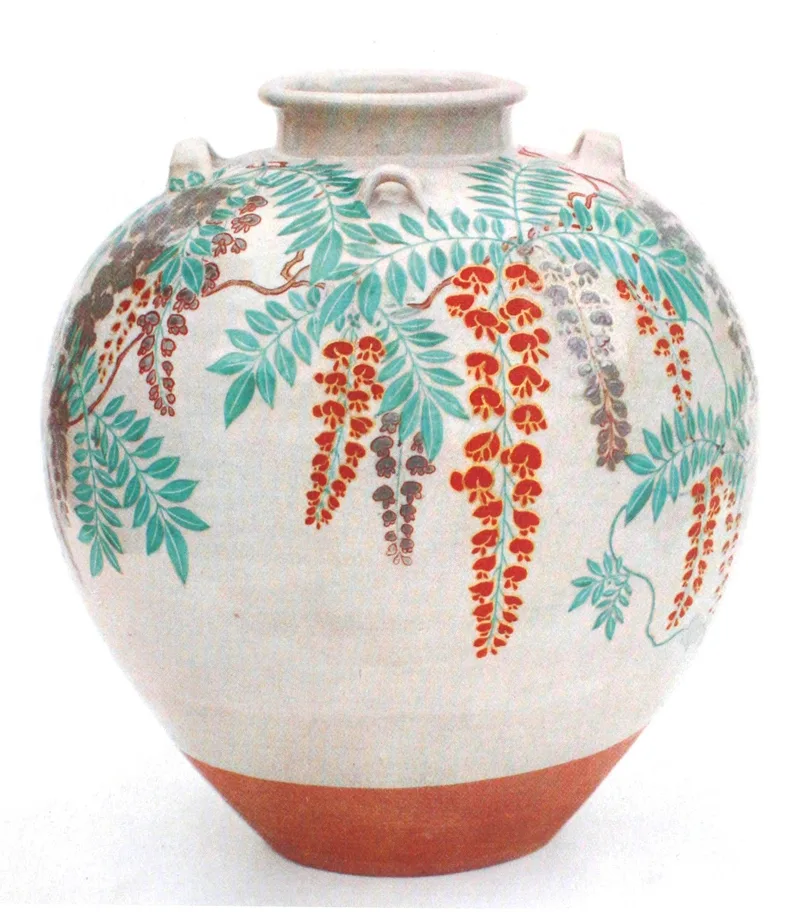 野々村仁清『色絵藤花文茶壺』元禄文化の陶器