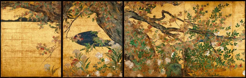 伝長谷川等伯『楓図』。桃山文化の障壁画。