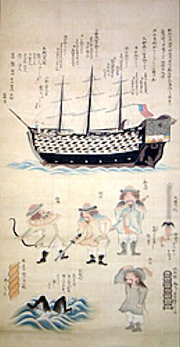 1846年浦賀に来航したビッドル艦隊を描いた同時代の絵