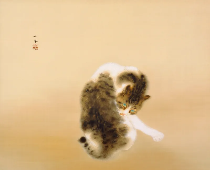 竹内栖鳳『班猫』大正期の絵画