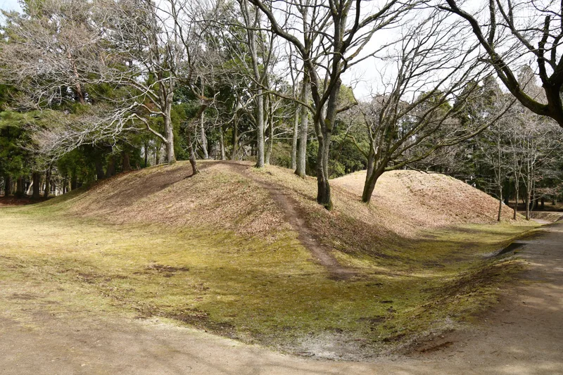 茨城県ひたちなか市の虎塚古墳、装飾壁画で知られる前方後円墳の墳丘。