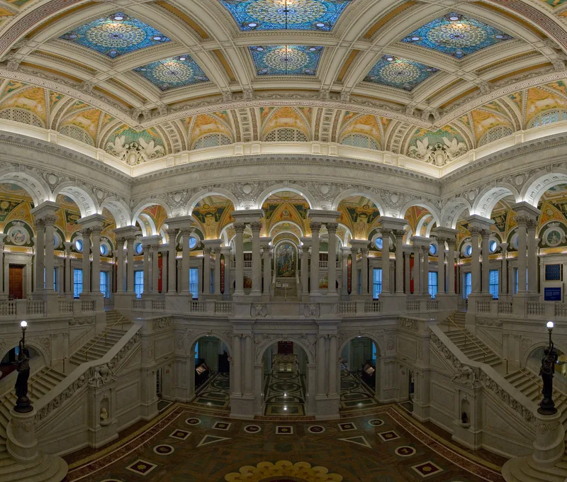 アメリカ議会図書館グレートホールのパノラマ内観