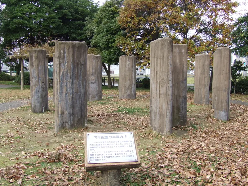 石川県金沢市、チカモリ遺跡の環状木柱列。